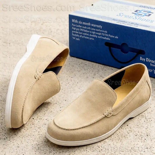 Classy Pure Leather Suede Moccasin Loafers Comfort Easy Walk Slip-On Shoes