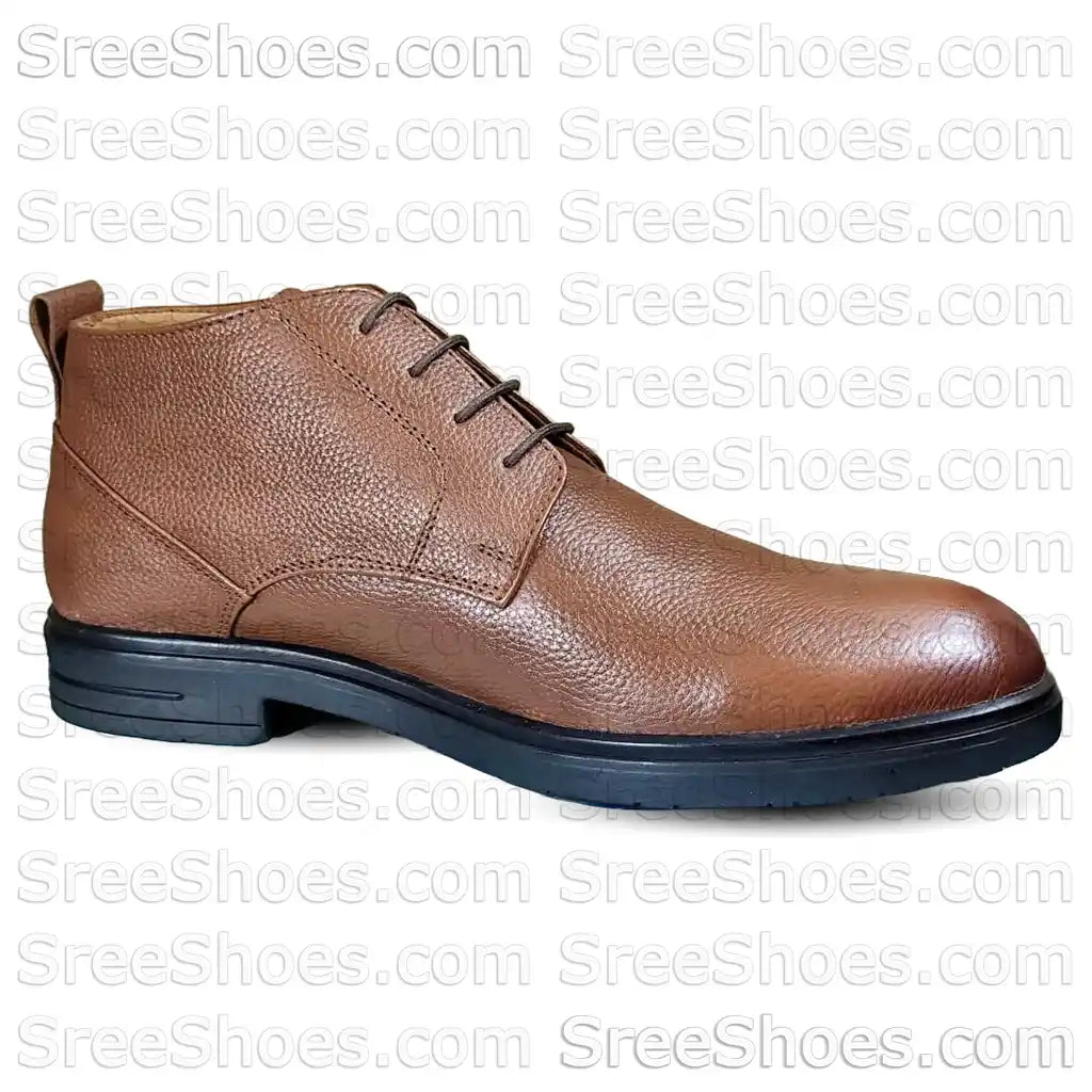 Men's Chukka Boots Full-Grain Leather High Ankle Shoes
