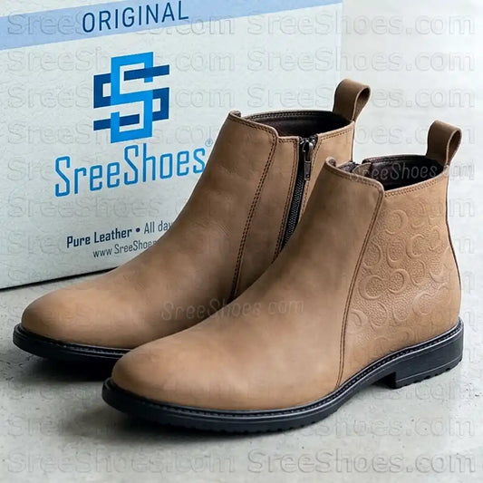 Men Premium Suede Leather Chelsea Boots with Zip