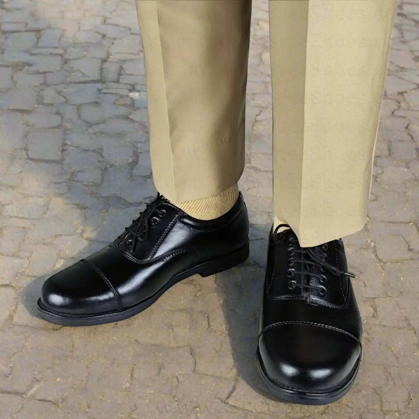 Oxford Lace Up Pure Leather Police Uniform Shoes for Women