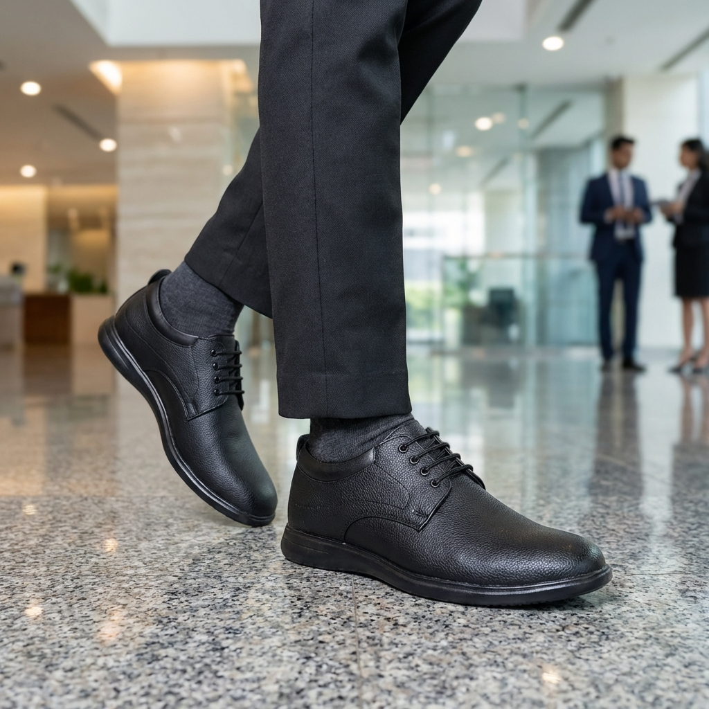 Black Formal Comfort Shoes for Men Derby Light Weight Lace Up