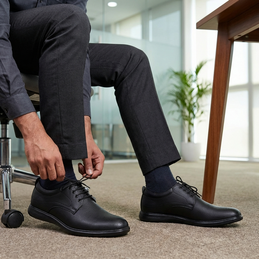 Black Formal Comfort Shoes for Men Derby Light Weight Lace Up