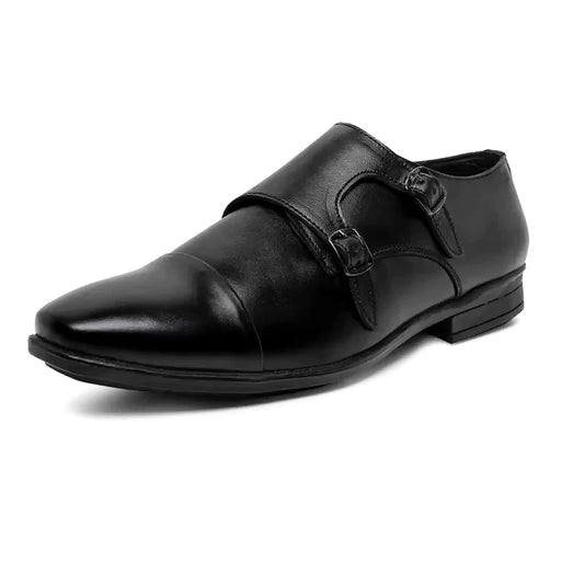 Pure Leather Double Monk Strap Shoes for Men