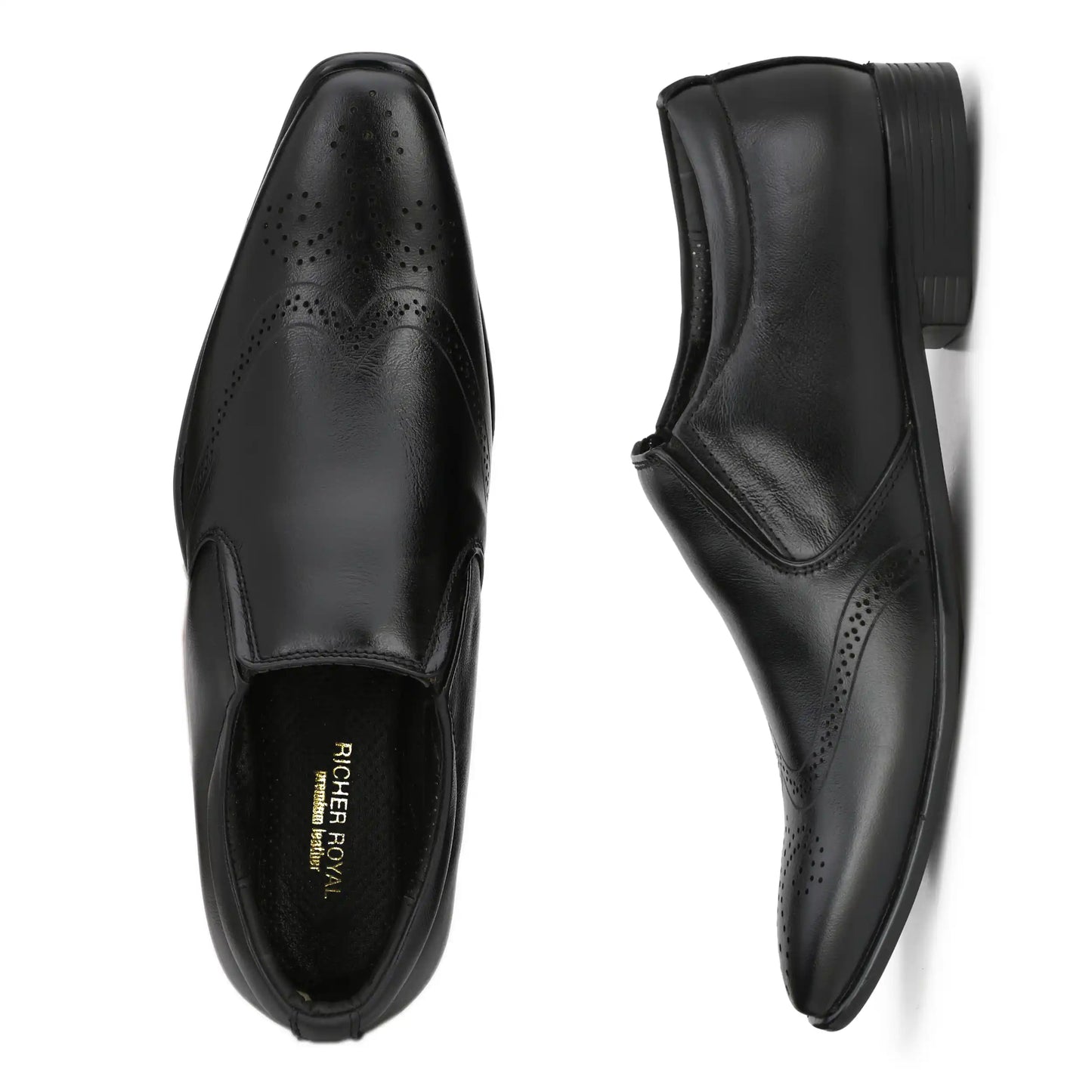 Pure Leather Wing Tip Slip On Brogue Shoes for Men