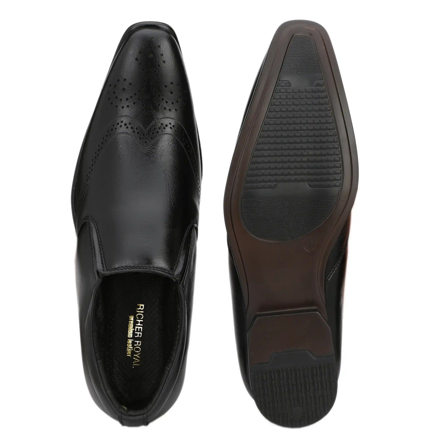 Pure Leather Wing Tip Slip On Brogue Shoes for Men
