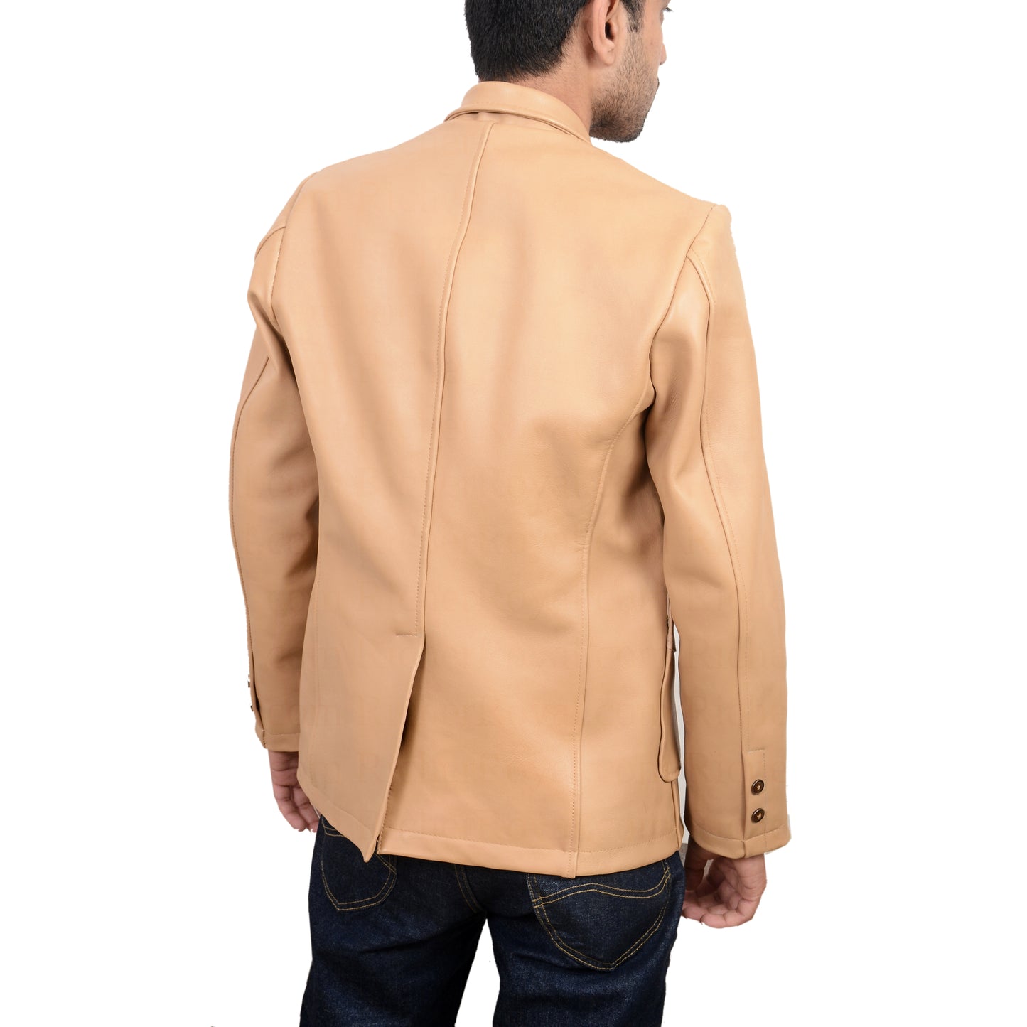 Men Pure Leather Blazer | Tan Coat